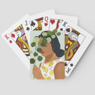 Botany Portrait - Woman with Greenery Playing Cards