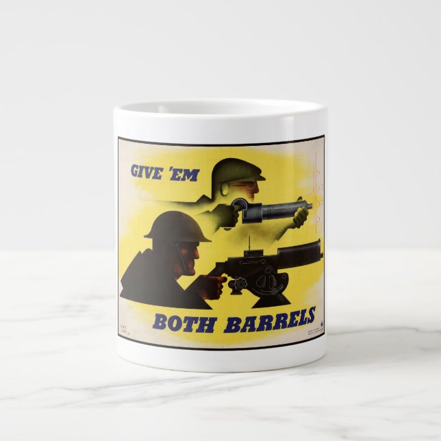 Both Barrels, Military & Industry, War Effort    Large Coffee Mug (Front)