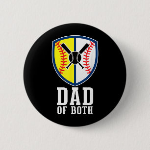 Both Baseball and Softball Dad Proud Sports Parent 6 Cm Round Badge