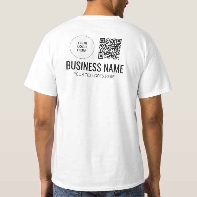Both Side Print Staff Team Mens QR Code Logo T-Shirt (Back)