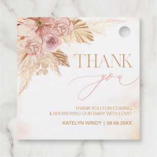 Both Sides Boho Pampas Baby Shower Thank You Favour Tags