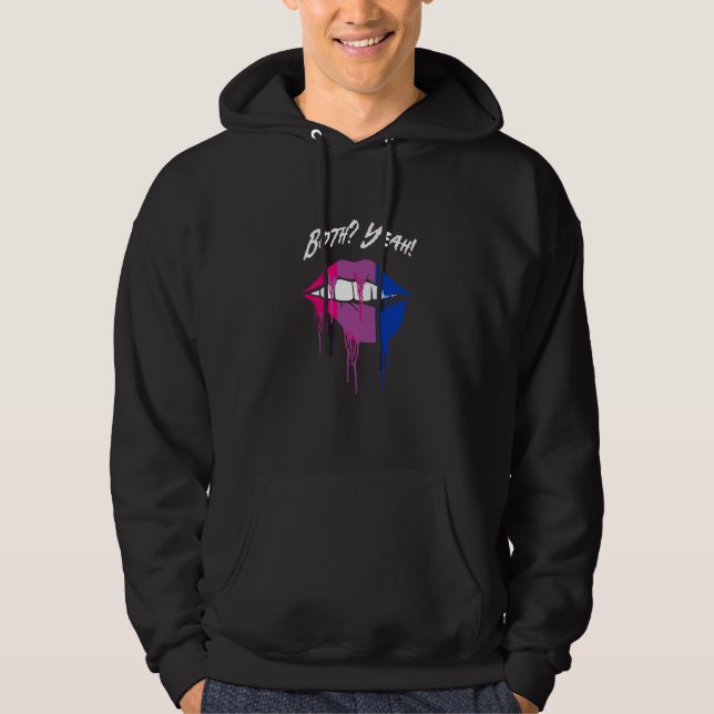 Both Yeah Bisexual LGBTQ Bi Pride Asexual Sayings Hoodie (Front)