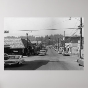 Bothell, WA - Downtown Street Scene Photograph Poster
