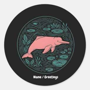 Boto Pink River Dolphin Wildlife Art Matte Salmon Classic Round Sticker