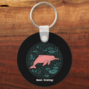 Boto Pink River Dolphin Wildlife Art Matte Salmon Key Ring