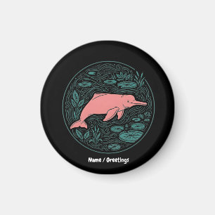 Boto Pink River Dolphin Wildlife Art Matte Salmon Magnet