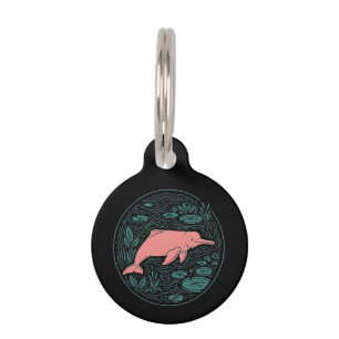 Boto Pink River Dolphin Wildlife Art Matte Salmon Pet Tag