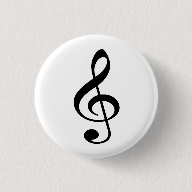 Bóton (Button) Clave de Sol Preta 3 Cm Round Badge (Front)