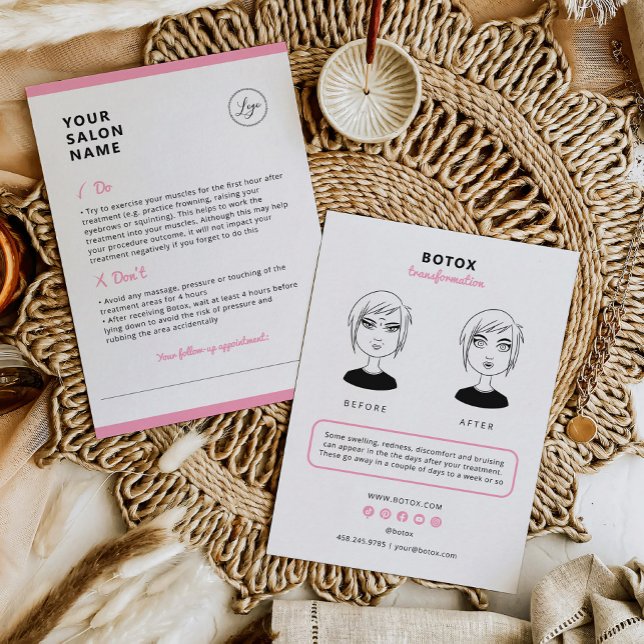 Botox Aftercare Instructions for Beauty Salon  Business Card (Creator Uploaded)
