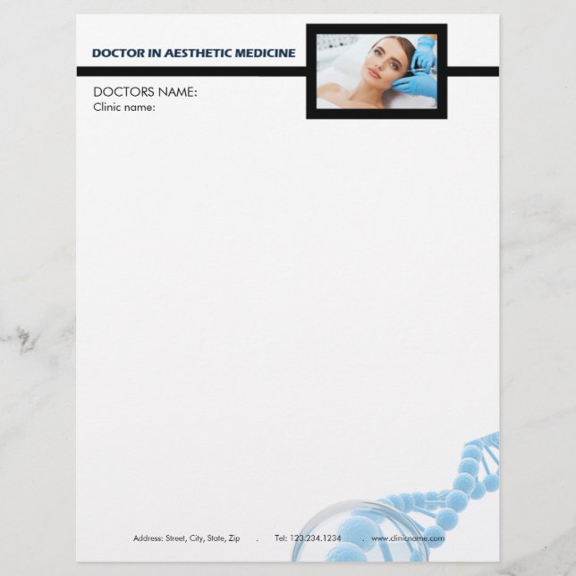 Botox injections around eyes by aesthetic doctor custom letterhead (Front)