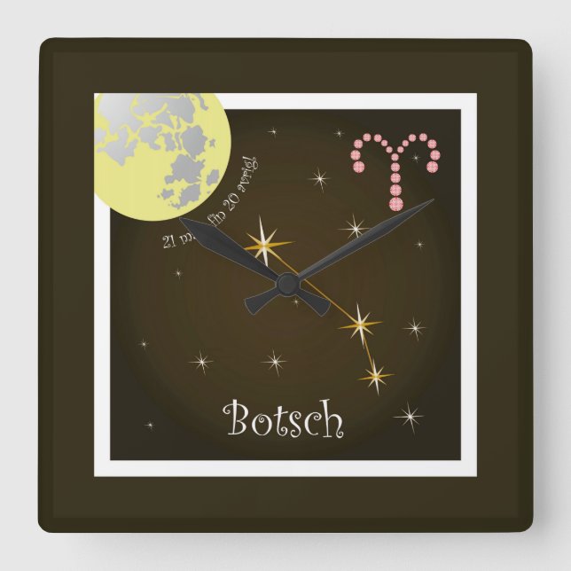 Botsch 21 mars fin 20 avrigl Uhr Square Wall Clock (Front)