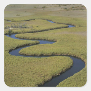 Botswana, Africa. Arial view Okavango river. Square Sticker