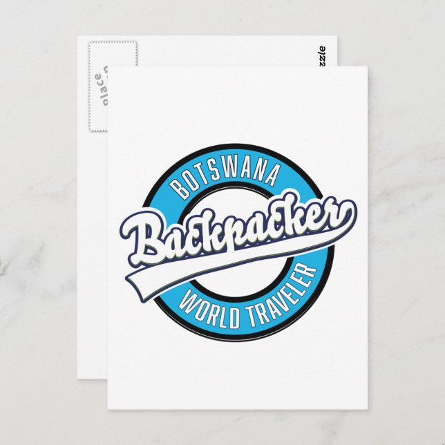 Botswana backpacker world traveller logo. postcard (Front/Back)
