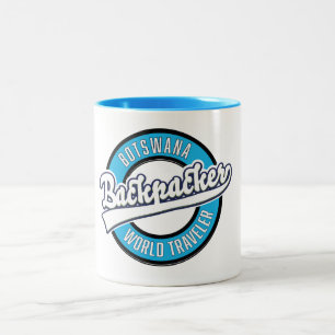 Botswana backpacker world traveller logo. Two-Tone coffee mug