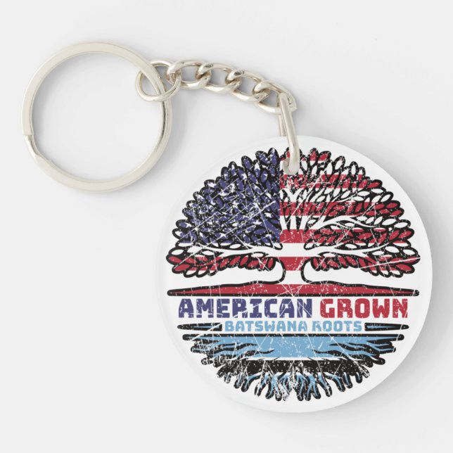Botswana Batswana American USA Tree Roots Flag Key Ring (Front)