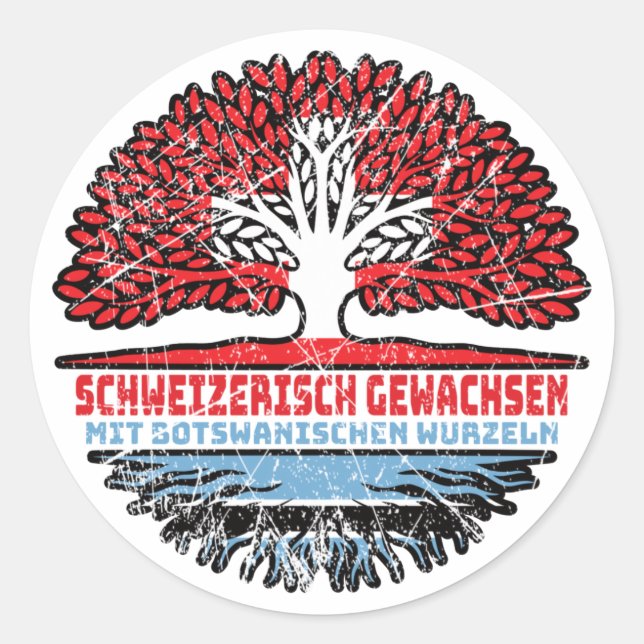 Botswana Botswanisch Schweizer Schweiz Baum Wurzel Classic Round Sticker (Front)