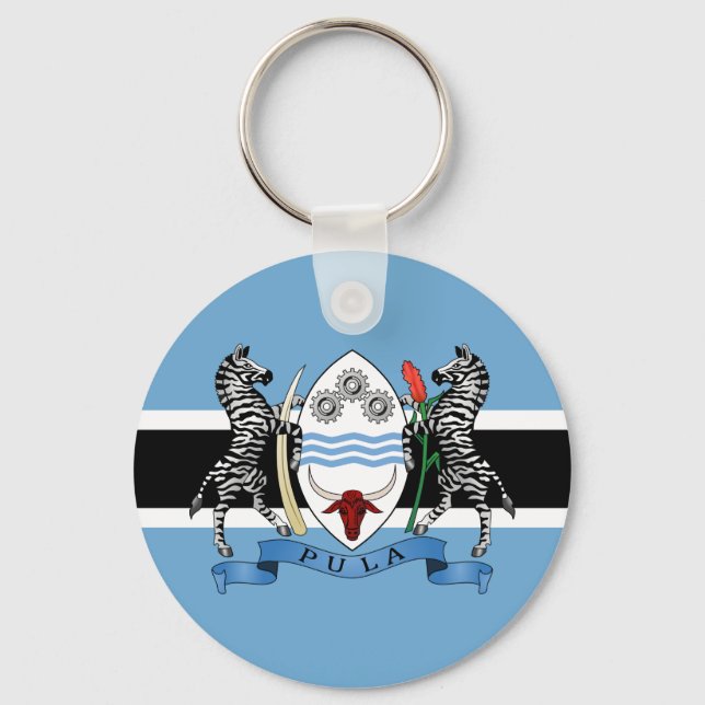 Botswana Coat of Arms/ Flag Keychain (Front)