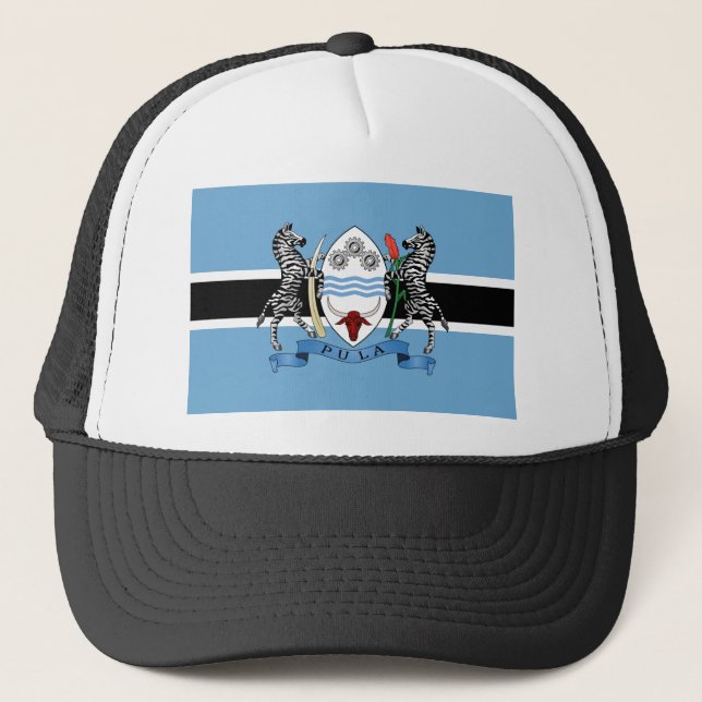 Botswana Coat of Arms/ Flag Trucker Hat (Front)