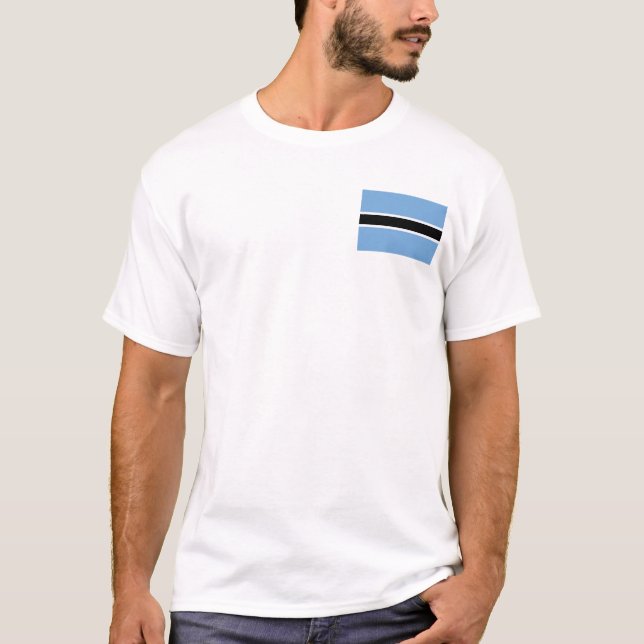 Botswana Flag and Map T-Shirt (Front)