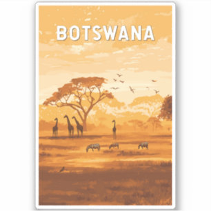 Botswana Illustration Travel Art Vintage