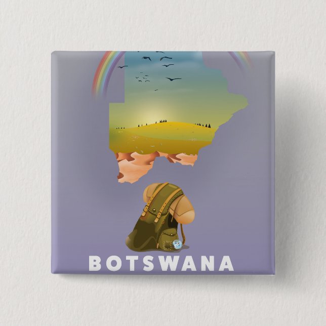 Botswana map 15 cm square badge (Front)