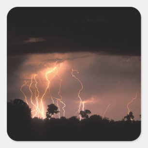 Botswana, Moremi Game Reserve, Lightning fills Square Sticker