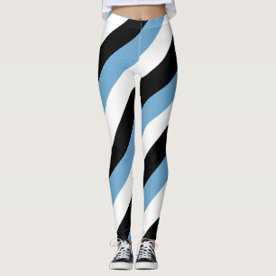 Botswana National Flag Colours Diagonal Striped Leggings