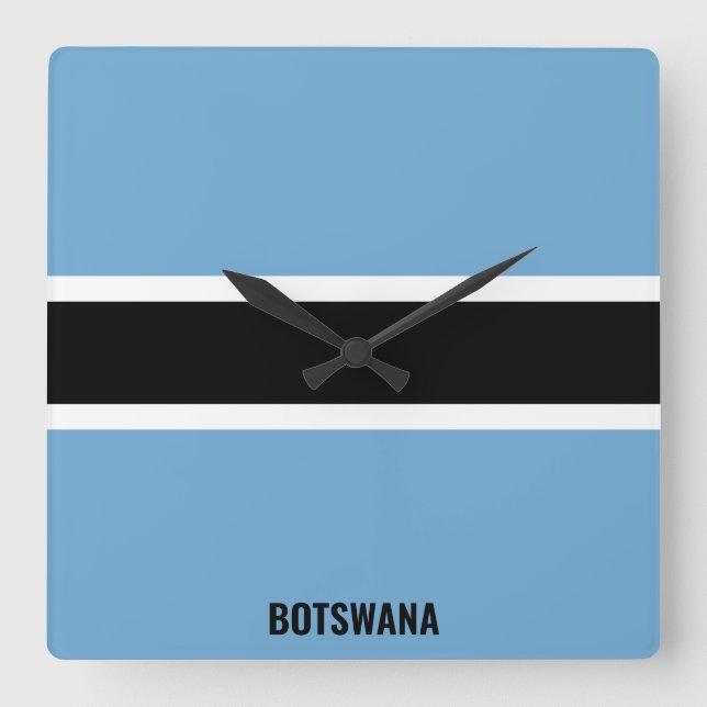 Botswana National Flag Patriotic Square Wall Clock (Front)