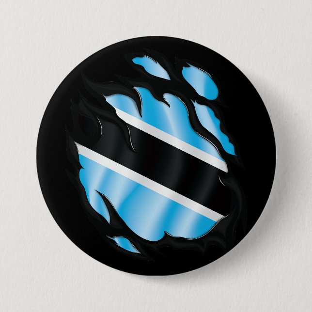 Botswana Ripped Flag 7.5 Cm Round Badge (Front)