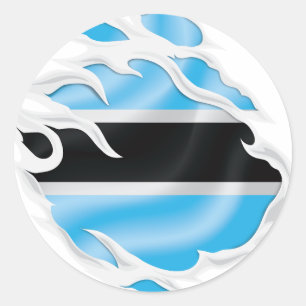 Botswana Ripped Flag Classic Round Sticker