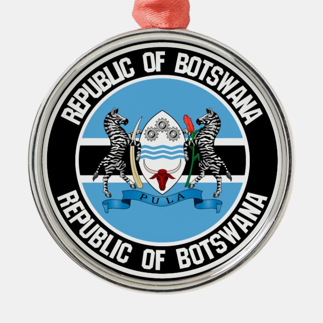 Botswana Round Emblem Metal Ornament (Front)