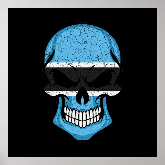 Botswana Smiling Skull Flag  Poster (Front)