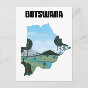 Botswana travel poster postcard