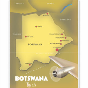 Botswana vintage style travel poster.