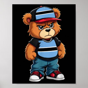 Botswanan Flag Teddy Bear Botswana Hip Hop  Poster