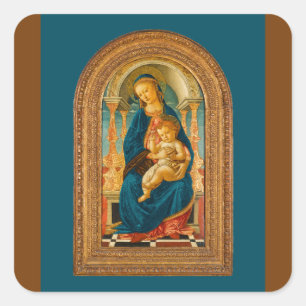 Botticelli 1445-1510 Madonna and Child Enthroned  Square Sticker