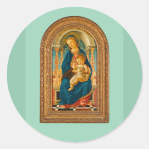 Botticelli (1445-1510) Madonna & Child Enthroned  Classic Round Sticker