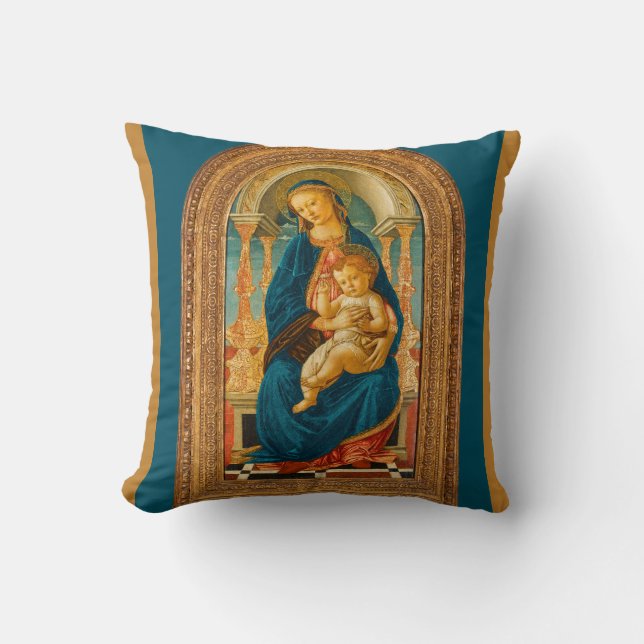 Botticelli (1445-1510) Madonna & Child Enthroned  Cushion (Front)