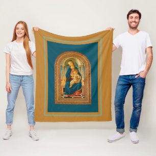 Botticelli (1445-1510) Madonna & Child Enthroned Fleece Blanket