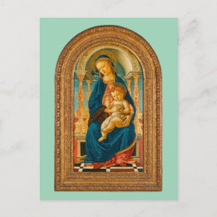 Botticelli (1445-1510) Madonna & Child Enthroned  Holiday Postcard