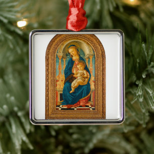 Botticelli (1445-1510) Madonna & Child Enthroned Metal Ornament