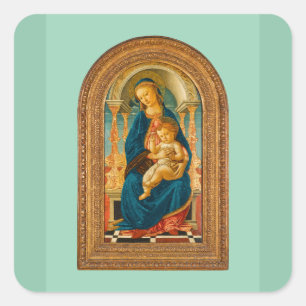 Botticelli (1445-1510) Madonna & Child Enthroned  Square Sticker