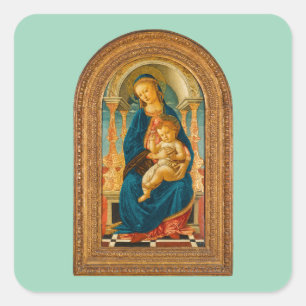 Botticelli (1445-1510) Madonna & Child Enthroned Square Sticker