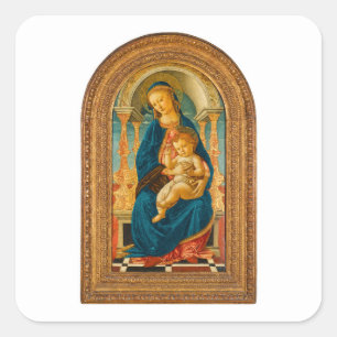Botticelli (1445-1510) Madonna & Child Enthroned  Square Sticker