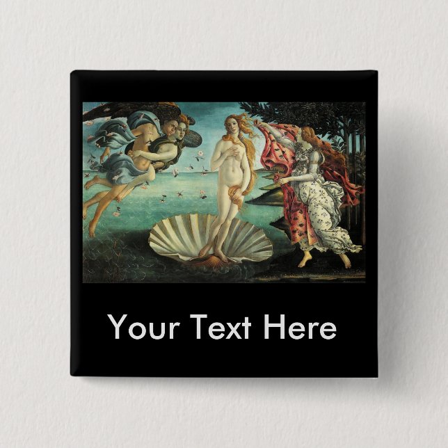 Botticelli - Birth of Venus 15 Cm Square Badge (Front)
