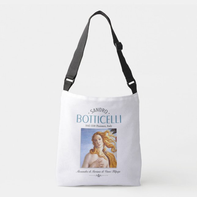 Botticelli Birth of Venus Painting and Painter Bio Crossbody Bag (Front)