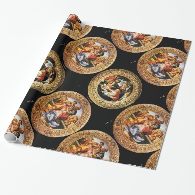 BOTTICELLI MADONNA OF POMEGRANATE AND MAGNIFICAT WRAPPING PAPER (Unrolled)