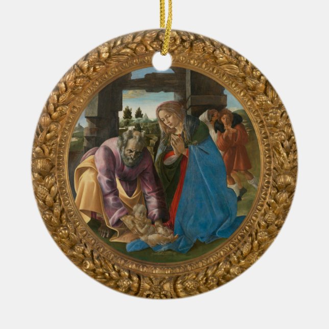 Botticelli Nativity Virgin Mary Child Saint Joseph Ceramic Ornament (Front)