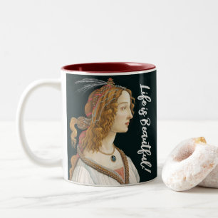 Botticelli Nymph Portrait Painting Art Two-Tone Coffee Mug