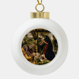 Botticelli ~ The Adoration of the Christ Child ~ Ceramic Ball Christmas Ornament